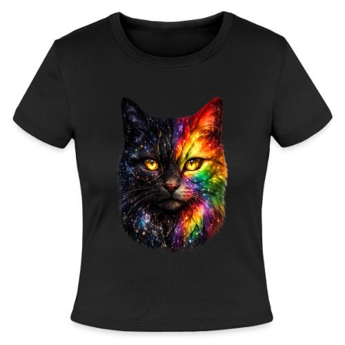 Cosmic Galaxy Rainbow Cat - Slim Fit Rib Women's T-Shirt