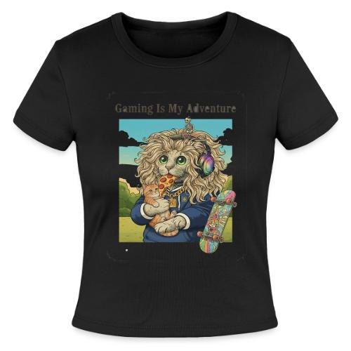 Gaming Cat Adventure: Pizza & Skates - Slim Fit Rib Women's T-Shirt