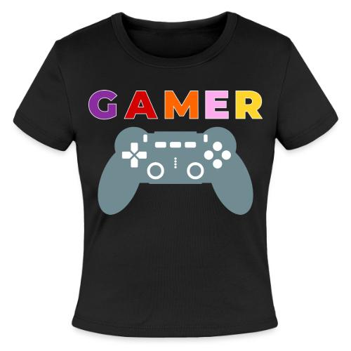 Colorful Gamer Controller Graphic - Slim Fit Rib Women's T-Shirt