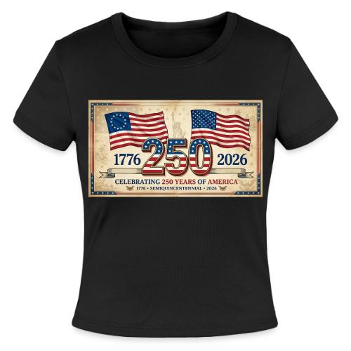 USA 250th Anniversary Flags Emblem - Slim Fit Rib Women's T-Shirt