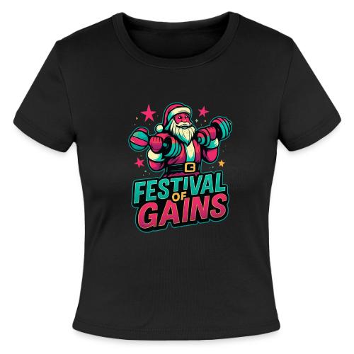 Festival of Gains Funny Gym Santa Christmas - Slim Fit Rib Women's T-Shirt