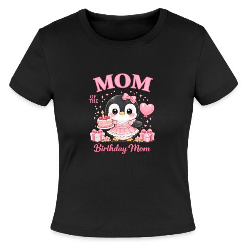 Cute Penguin Birthday Mom Kawaii Cake Balloon Gift - Slim Fit Rib Women's T-Shirt