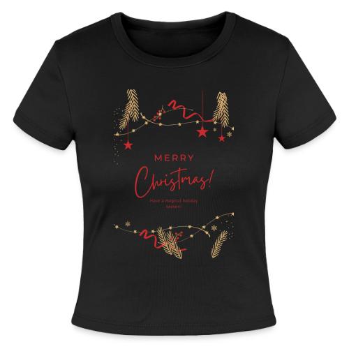 Merry Christmas Typography Design - Slim Fit Rib Women's T-Shirt