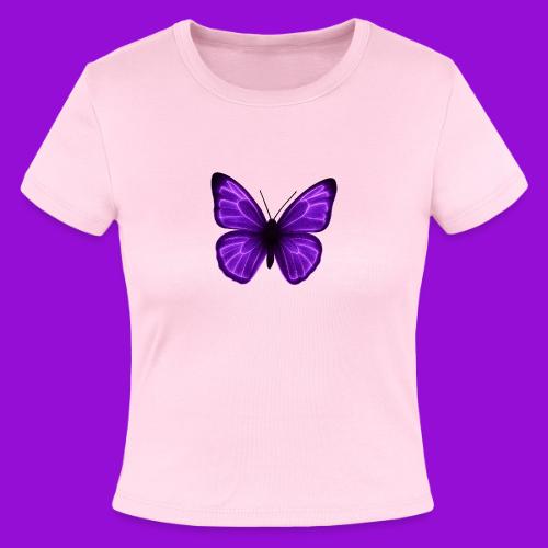 Neon Purple Butterfly - Slim Fit Rib Women's T-Shirt