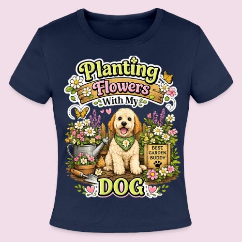 Planting Flowers With My Dog - Slim Fit Rib Women's T-Shirt