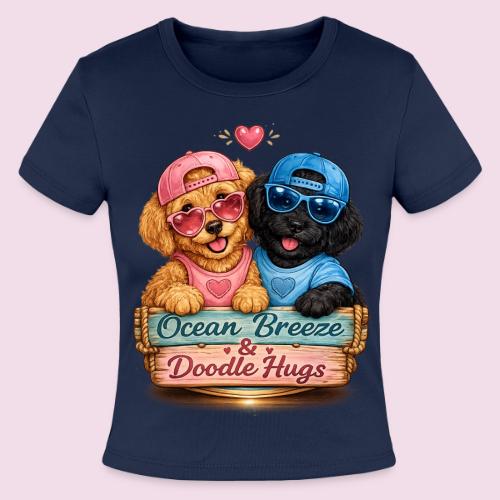 Ocean Breeze & Doodle Hugs - Slim Fit Rib Women's T-Shirt