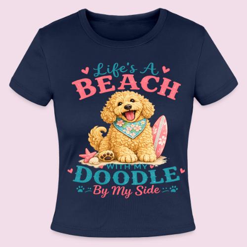 Life's A Beach With My Doodle By My Side - Slim Fit Rib Women's T-Shirt