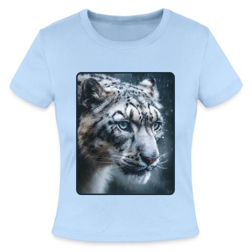 Snow Leopard Blue Eyes Design - Slim Fit Rib Women's T-Shirt