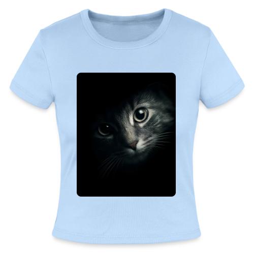 Cat Face in Shadow Close-Up Design - Slim Fit Rib Women's T-Shirt
