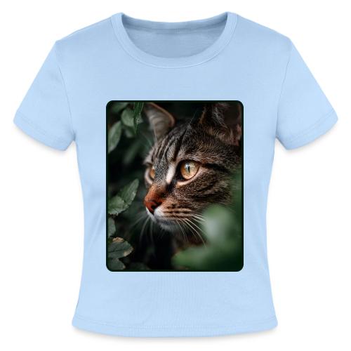 Tabby Cat Jungle Eyes Design - Slim Fit Rib Women's T-Shirt
