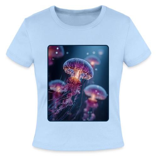 Glowing Jellyfish Deep Sea Design - Slim Fit Rib Women's T-Shirt