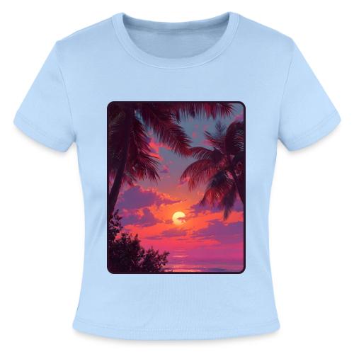 Tropical Sunset Palm Silhouette Design - Slim Fit Rib Women's T-Shirt