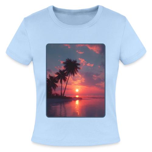 Tropical Sunset Ocean Reflection Design - Slim Fit Rib Women's T-Shirt