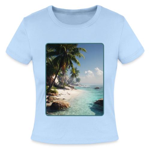 Tropical Beach Paradise Palm Design - Slim Fit Rib Women's T-Shirt