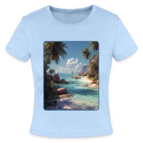 Tropical Island Paradise Ocean Design - Slim Fit Rib Women's T-Shirt