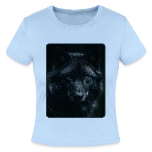 Black Wolf Intense Eyes Portrait Design - Slim Fit Rib Women's T-Shirt