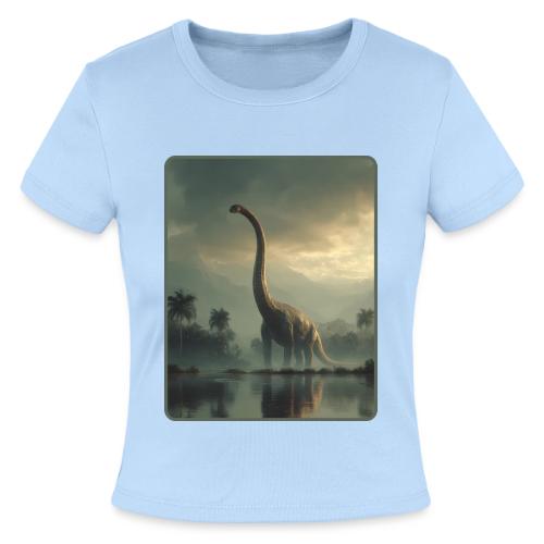 Brachiosaurus Misty Lake Design - Slim Fit Rib Women's T-Shirt