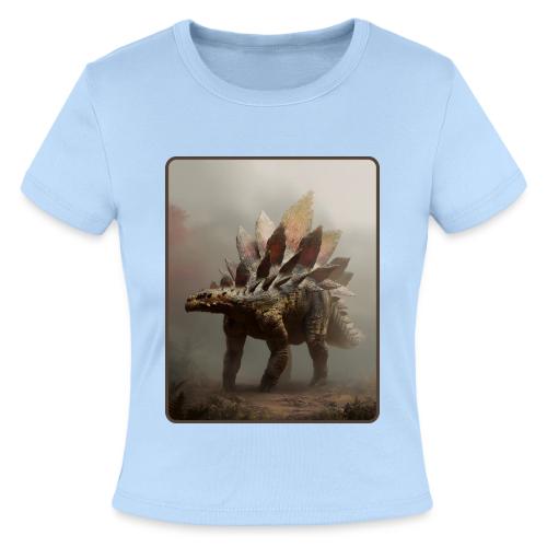 Stegosaurus Misty Forest Design - Slim Fit Rib Women's T-Shirt