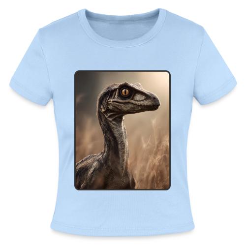 Velociraptor Feathered Portrait Design - Slim Fit Rib Women's T-Shirt
