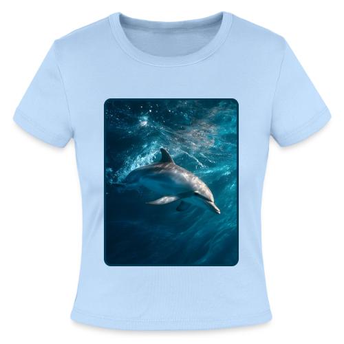 Dolphin Sunlit Ocean Serenity Design - Slim Fit Rib Women's T-Shirt