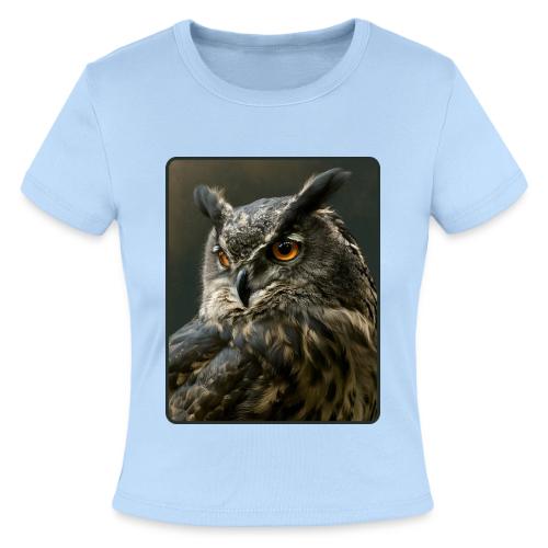 Eurasian Eagle Owl Portrait Design - Slim Fit Rib Women's T-Shirt