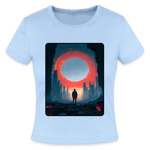 Cosmic Portal Future City Design - Slim Fit Rib Women's T-Shirt