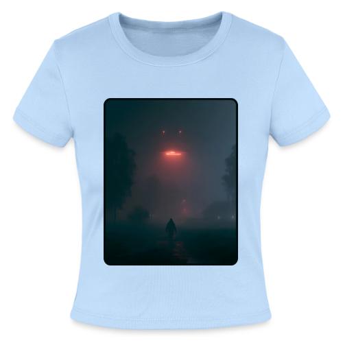 Mysterious UFO Encounter Design - Slim Fit Rib Women's T-Shirt