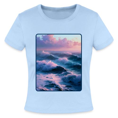 Dreamy Pastel Ocean Sunset Art - Slim Fit Rib Women's T-Shirt