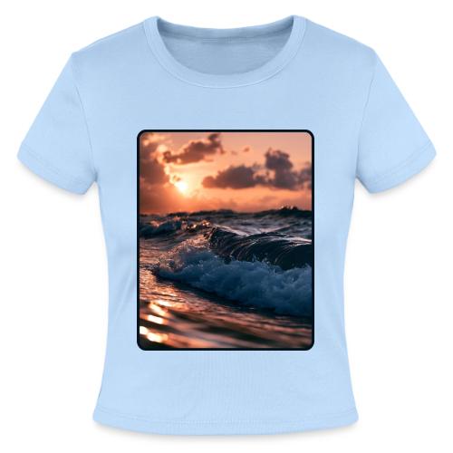 Golden Sunset Ocean Wave - Slim Fit Rib Women's T-Shirt