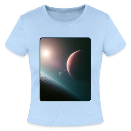 Deep Space Planet Horizon Art - Slim Fit Rib Women's T-Shirt