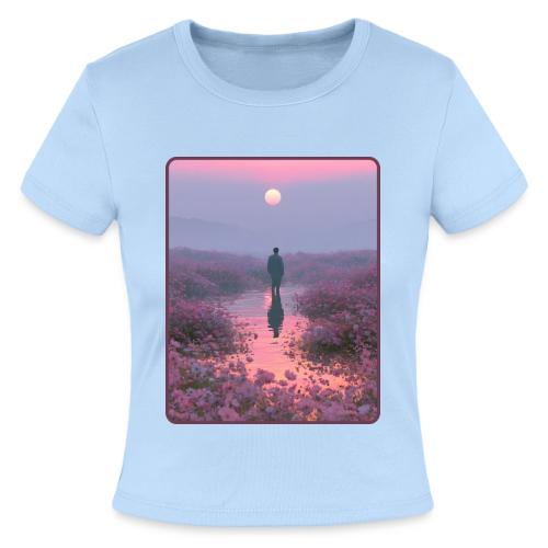 Ethereal Sunset Flower Field Art - Slim Fit Rib Women's T-Shirt