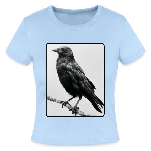 Raven Black and White Art Design - Slim Fit Rib Women's T-Shirt