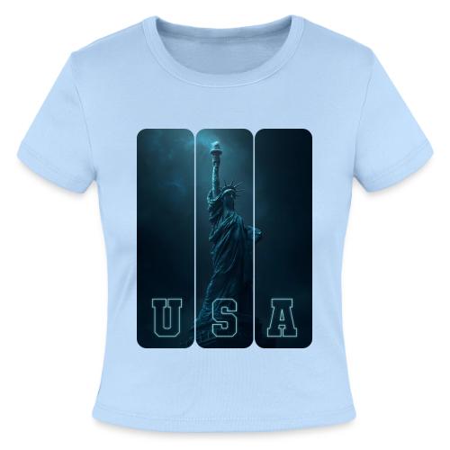 Neon Liberty USA Triptych - Slim Fit Rib Women's T-Shirt