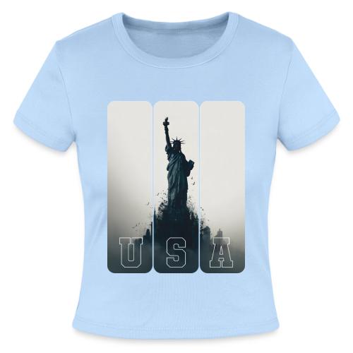 USA: Liberty Rising Over Manhattan - Slim Fit Rib Women's T-Shirt