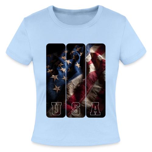 USA: Worn Stars and Stripes - Slim Fit Rib Women's T-Shirt