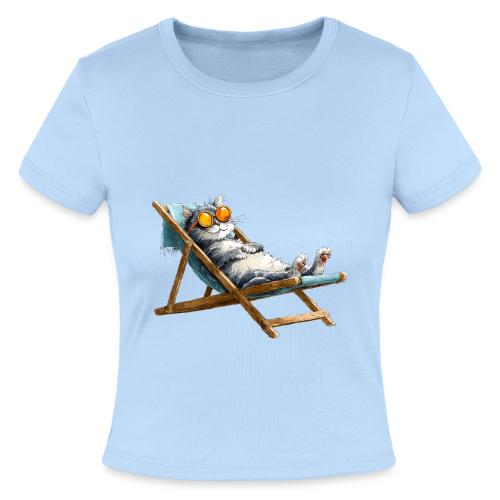 Sunshine Cat Mode - Slim Fit Rib Women's T-Shirt