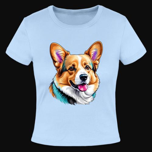 Corgi With a splash of blue - Slim Fit Rib Women's T-Shirt
