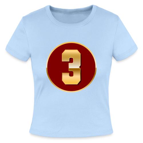 Number 3 in Gold Varsity Font - Slim Fit Rib Women's T-Shirt