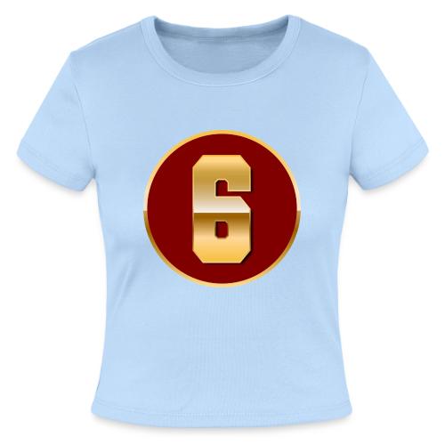 Number 6 in Gold Varsity Font - Slim Fit Rib Women's T-Shirt