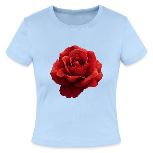 Rose: Crimson Dew Bloom - Slim Fit Rib Women's T-Shirt
