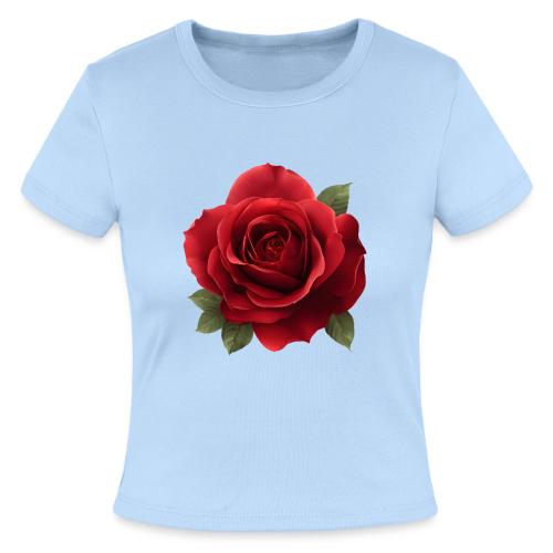 Rose: Crimson Bloom Elegance - Slim Fit Rib Women's T-Shirt