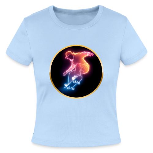 Skateboarding: Golden Trick Rider - Slim Fit Rib Women's T-Shirt