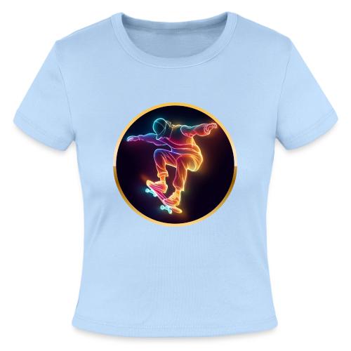 Skateboarding: Midnight Neon Skater - Slim Fit Rib Women's T-Shirt
