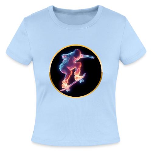 Skateboarding: Neon Skate Orbit - Slim Fit Rib Women's T-Shirt