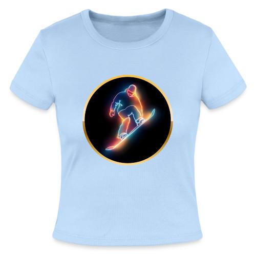 Golden Neon Snowboard - Slim Fit Rib Women's T-Shirt