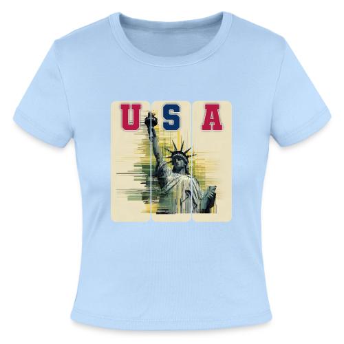 Art illustration of the Statue of Liberty - Slim Fit Rib Women's T-Shirt