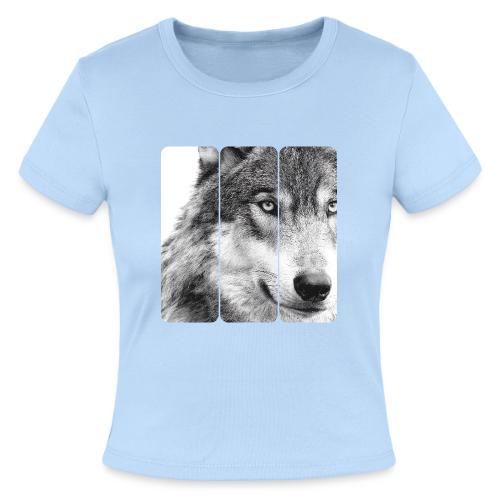 Wolf Face Triptych: Silent Alpha - Slim Fit Rib Women's T-Shirt