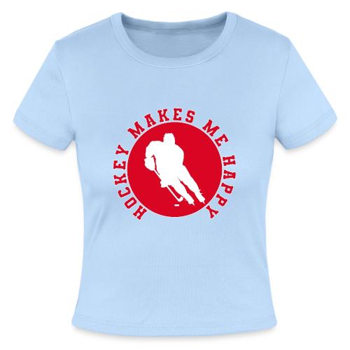 Hockey Makes Me Happy – Ice Hockey Fan Emblem - Slim Fit Rib Women's T-Shirt