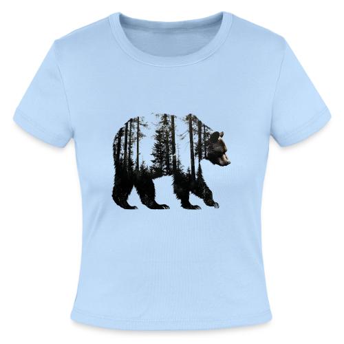 Evergreen Bear Silhouette - Slim Fit Rib Women's T-Shirt