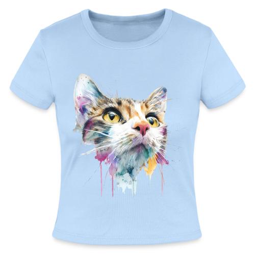 Chromatic Cat Splash - Slim Fit Rib Women's T-Shirt